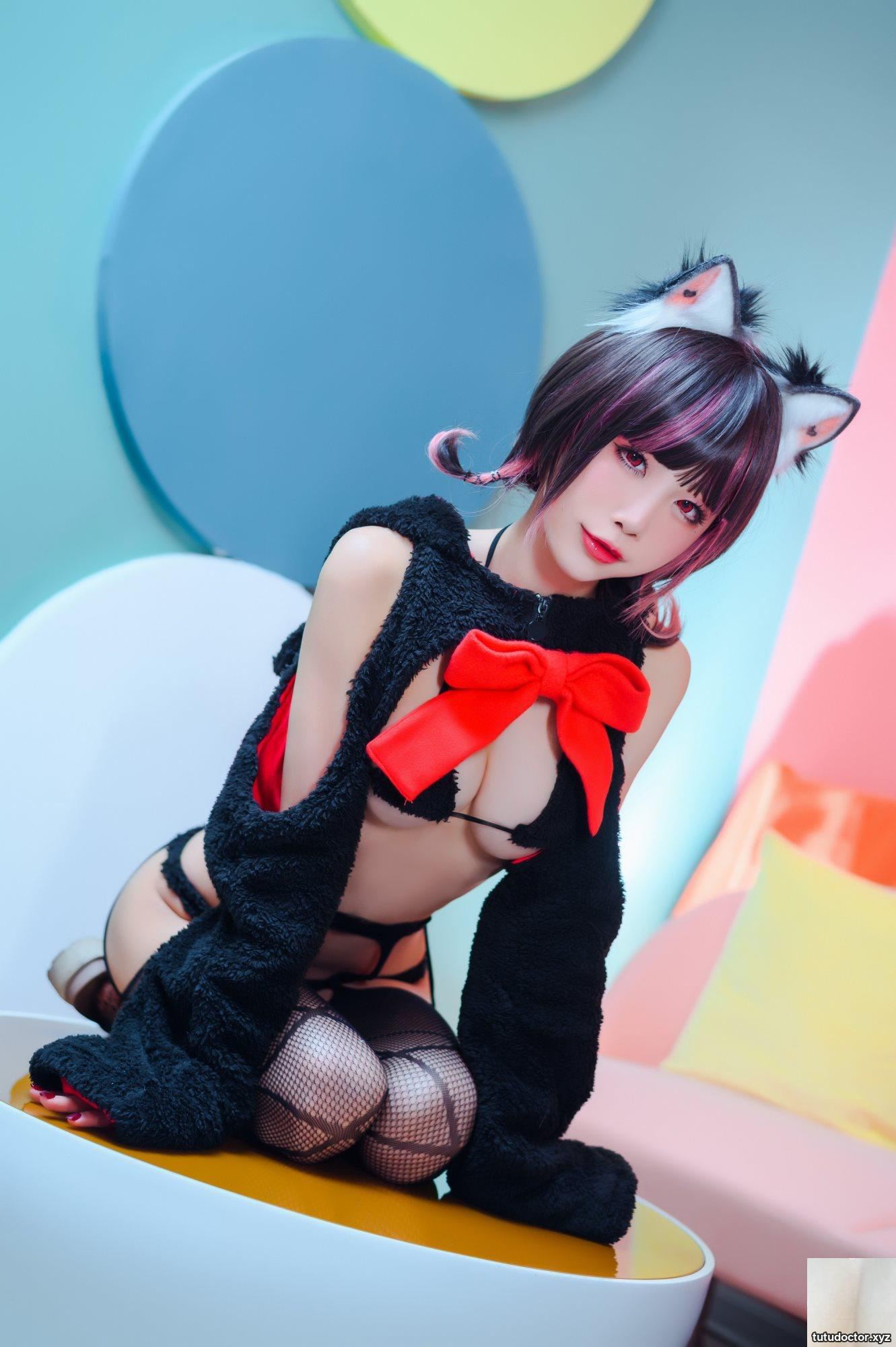 Shuimiao Aqua “Naughty Wild Cat” Black Garter Stockings Wild Temptation (42P)