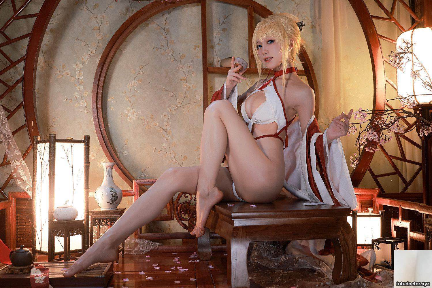 Shui Miao Aquas sensational kimono pubic bone exposed in Azur · photo 89 of 91