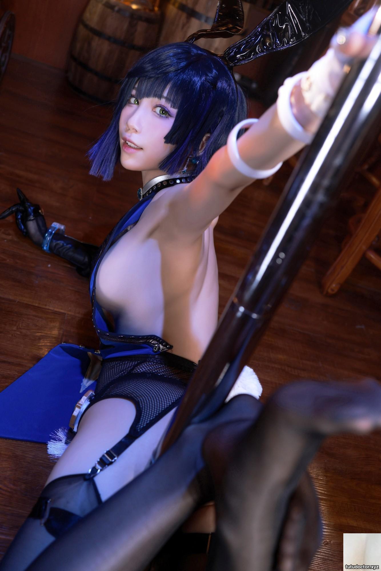 Shuimiao Aquas Genshin Impact-Yelan 2 bunny girls beautiful back · photo 35 of 66