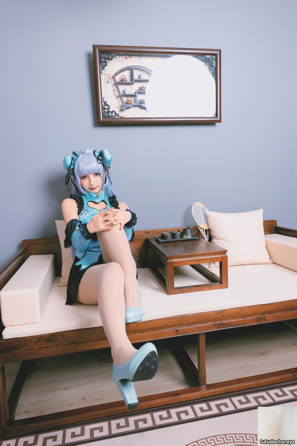 Kanamezaka Mafuyus Blue Cheongsam Oriental beauty makes people · photo 36 of 75