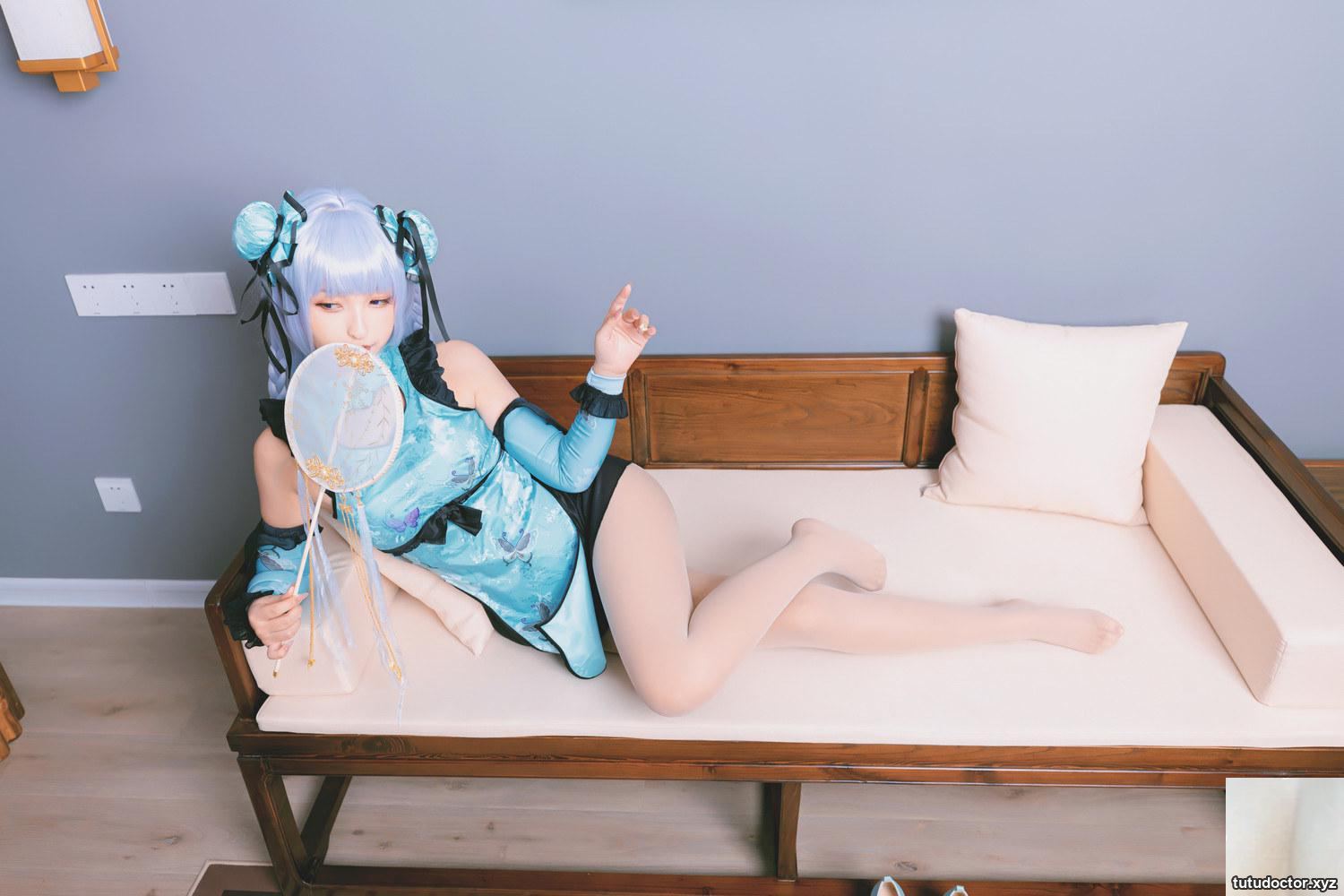 Kanamezaka Mafuyus Blue Cheongsam Oriental beauty makes people · photo 56 of 75