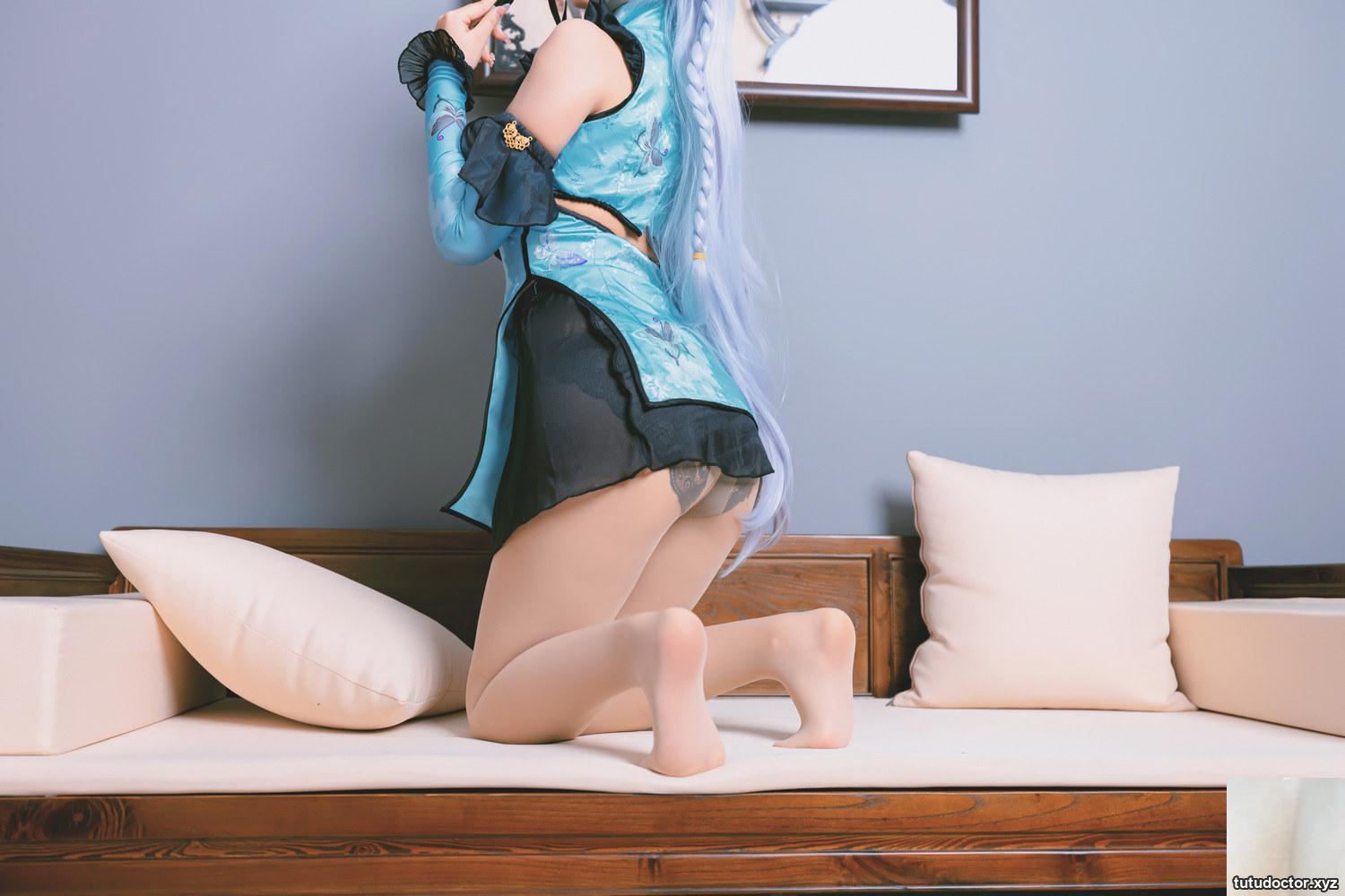 Kanamezaka Mafuyus Blue Cheongsam Oriental beauty makes people · photo 69 of 75