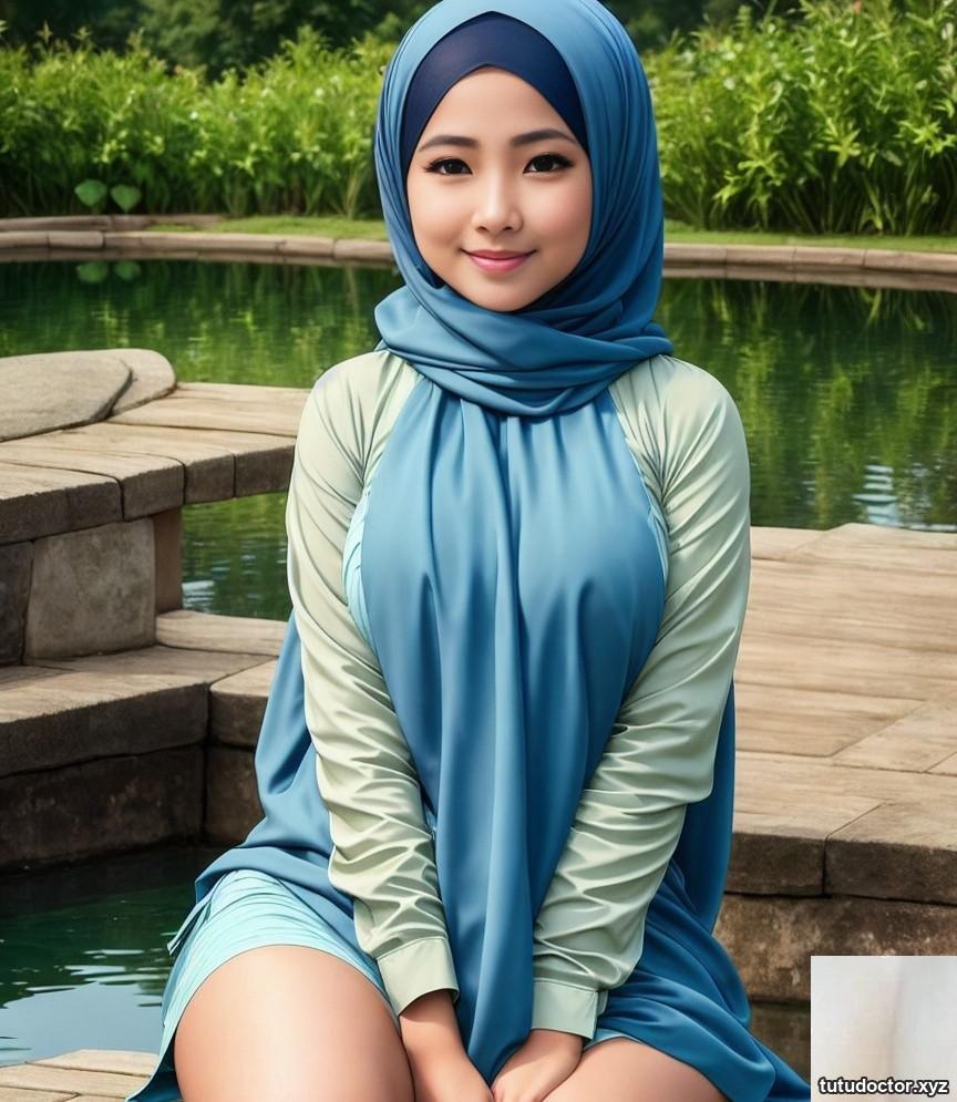 Hijabi cooling down by the pond · photo 24 of 51