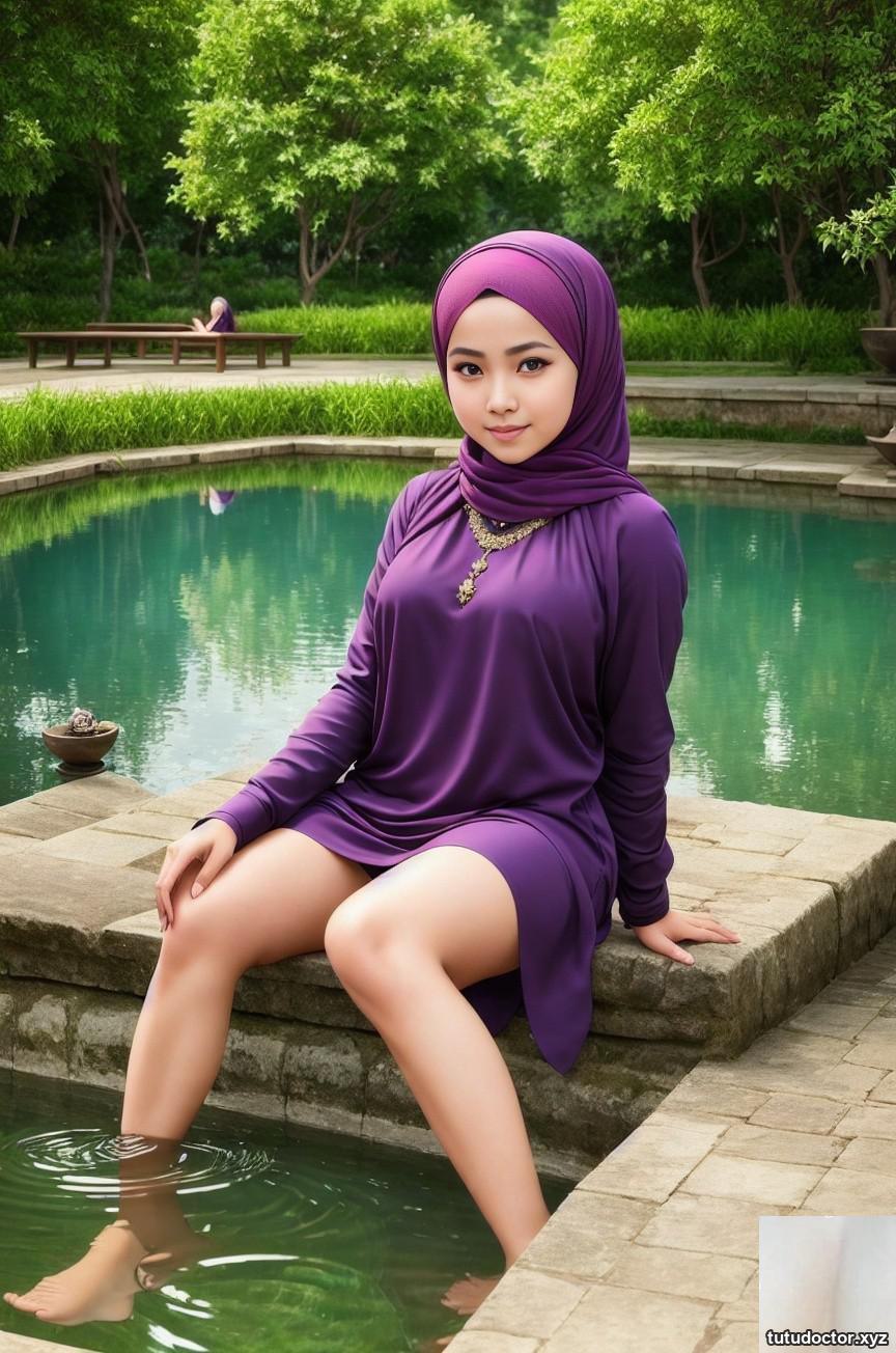 Hijabi cooling down by the pond · photo 29 of 51