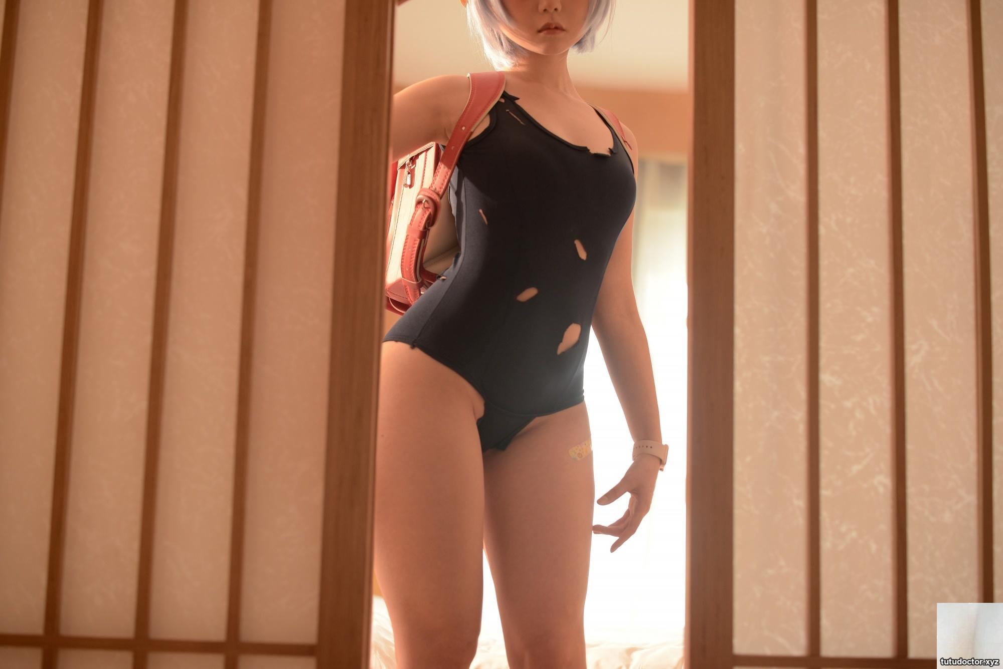 (Online collection) Rourou Vol.1 School Swimsuit Nude Apron Bikini (86P)