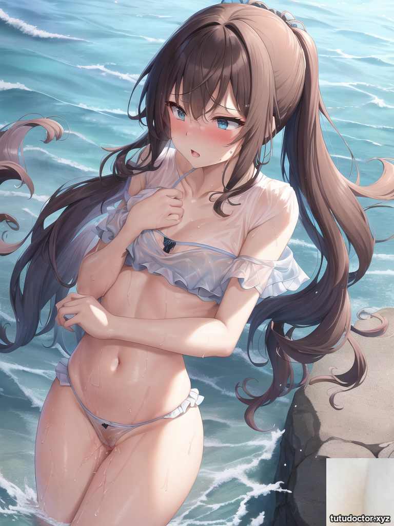(AI illustration erotic image) See-through brown-haired beauty with frills
