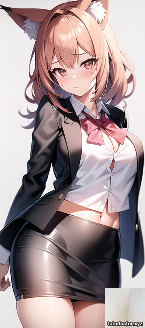 Original two-dimensional AI photo fox girl OL shy face