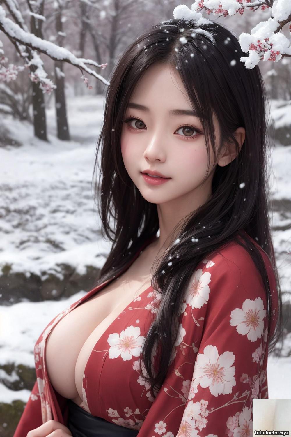 ★PATREON★ (AITVwiki Beauty Encyclopedia) – The Girl Waiting Falling Snow Surrounded Cherry Blossoms – 1